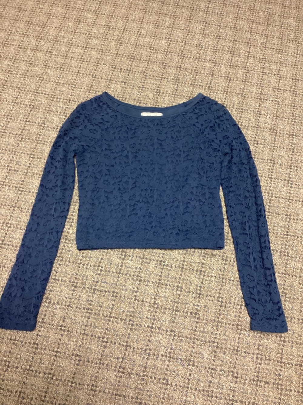Adam Levine Navy Blue Lace Long-Sleeve Crop Top Size XS